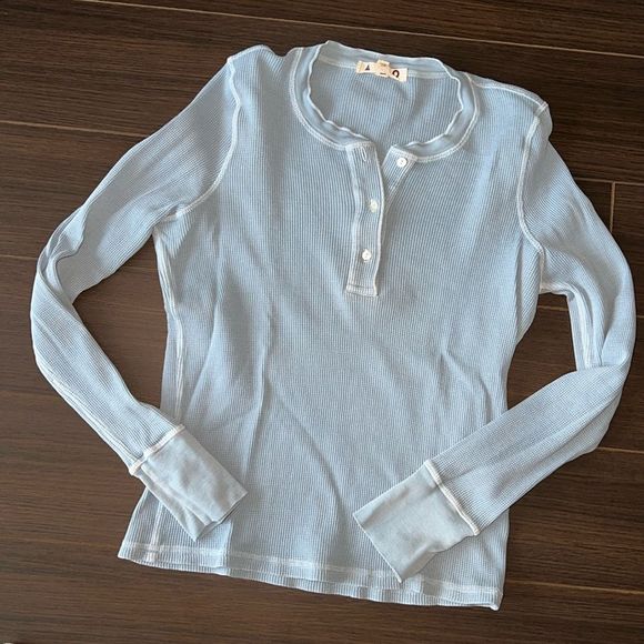 AMO thermal Henley tee, blue, Medium - Picture 6 of 8